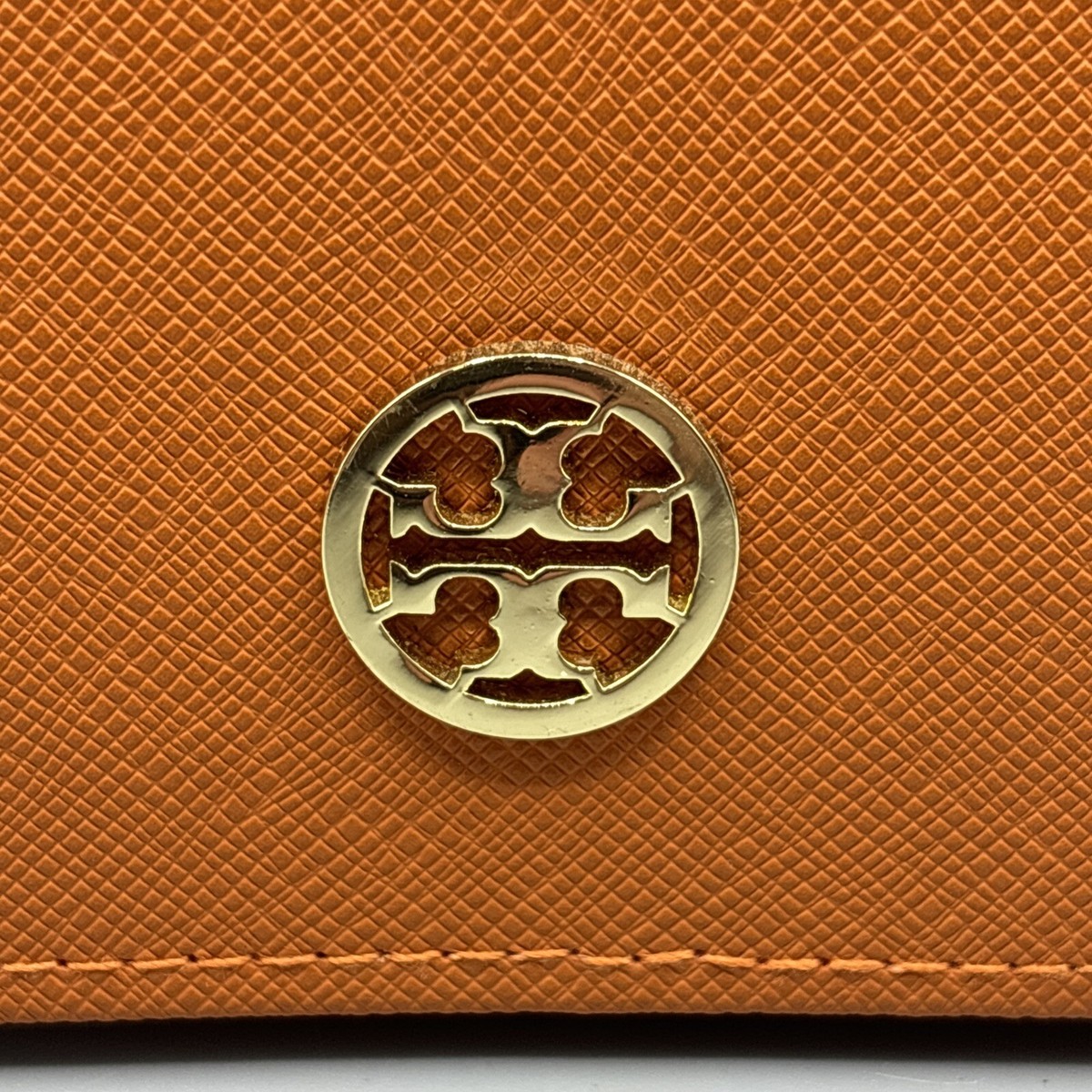 Tory Burch Sunglasses Eyeglass Case Orange/Tan Leather T  display picture 3