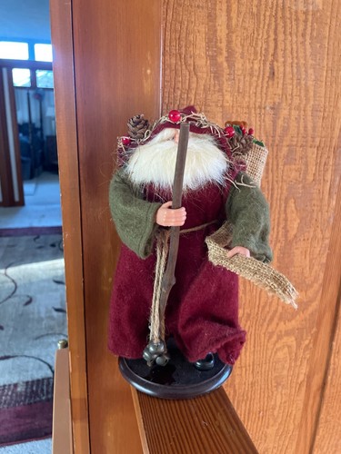 Santa Claus Tabletop Red Presents & Staff St. Nicholas 10 "Christmas Decor