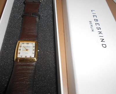 Ältere SKAGEN STEEL Armbanduhr gebr. m. Lederarmband in LIEBESKIND Box, o. Bat.!