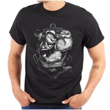Popeye the Sailor Man Anchor Muscle Cartoon Womens or Mens Crewneck T Shirt Tee