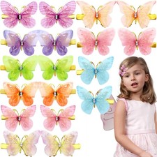 18 PCS Girls Butterfly Hair Clips,with Diamonds Glitter Barrettes Butterfly N...