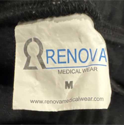 Renova Medical Wear Black Solid Sweatpants Button Closure