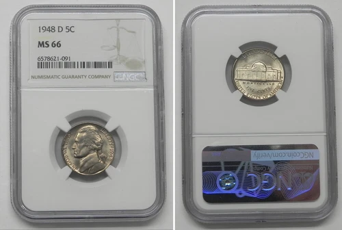 1948-D Jefferson Nickel, NGC MS 66  #1091