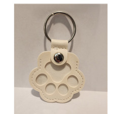 White Faux Leather Paw Print Key Chain Pet hair remembrance