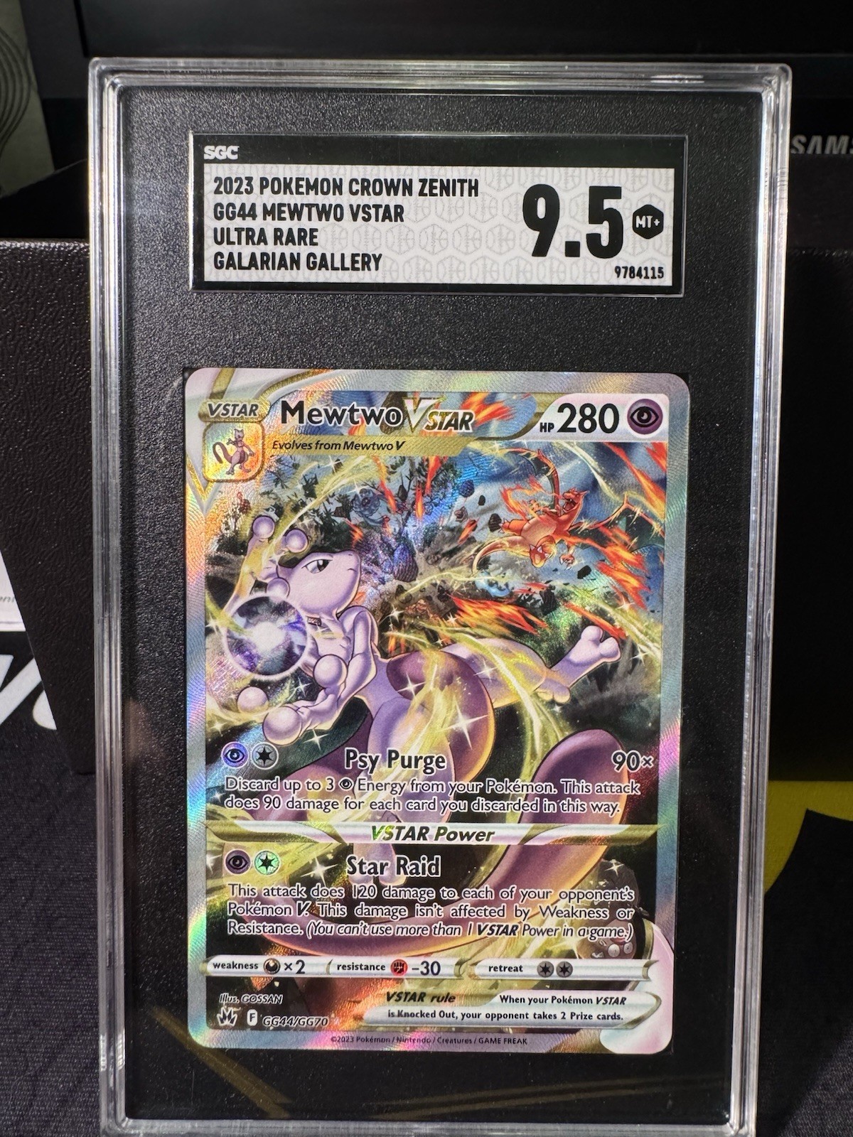 Mewtwo VSTAR GG44/GG70 Crown Zenith: Galarian Gallery Holo SGC 9.5