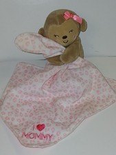 Carters Child of Mine Monkey Lovey Rattle Pink Security Blanket I Love Mommy