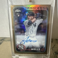 2024 TOPPS CHROME AUSTIN WELLS TRUE GOLD REFRACTOR AUTO RC #42/50 ON CARD 
