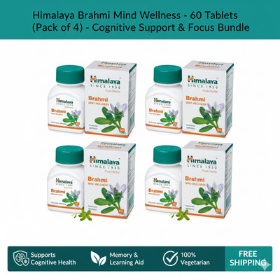 Himalaya Brahmi for Improved Alertness & Focus 240 Tablets (Pack of 4) free ship