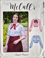 MCCALLS PATTERN 8078 BLOUSES HISTORY COSTUMES MISSES SIZES 12 14 16 18 20 UNCUT