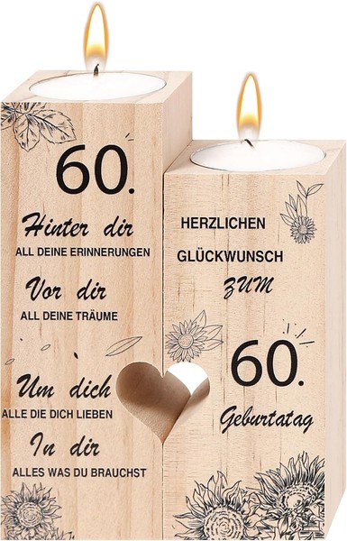 60.Geburtstag Frau, KerzenstäNder Geschenk Zum 60 Geburtstag Frau Mann 60 Deko-image