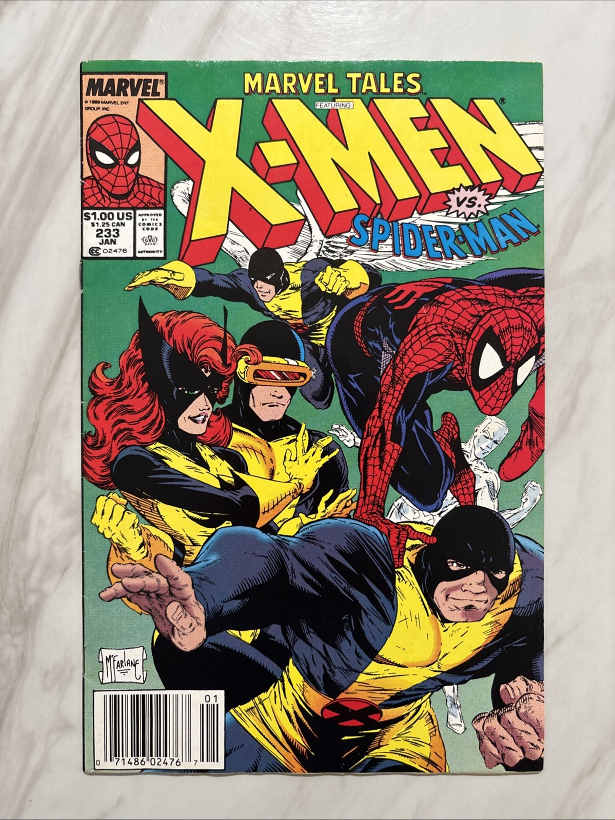 Marvel Tales X-Men vs Spiderman #233 1990 Newsstand Todd McFarlane Cover