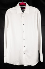 Next Signature Regular Fit White Charcoal Line Long Sleeve Size 38cm Pre-Owned
