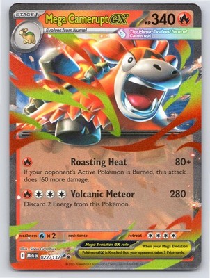 POKEMON MEGA CAMERUPT EX MEGA EVOLUTION 022/132 HOLO NM A55355 FREE S&H