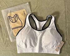 Truekind By Shapermint Reactive Sports Bra Racerback XL White w/ Black Trim NWT