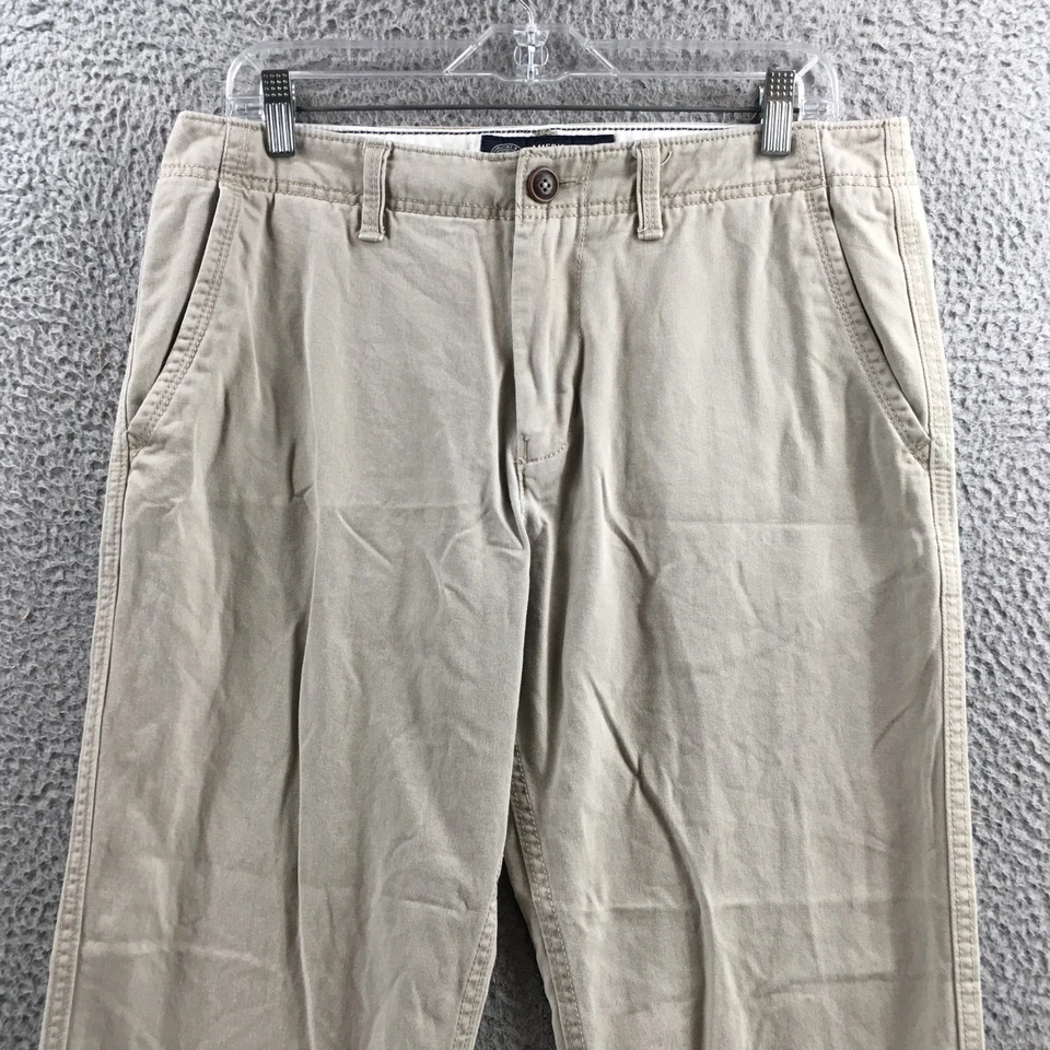 American Eagle Chino Pants Mens 32x32 Beige Cotton Mid Rise Button Front Zip Fly - Image 2 of 4