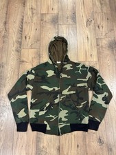 Vintage 80s Camo Thermal Sweatshirt Zip Up Hoodie Men's Size XL Waffle Knit