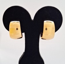 NWOT New Gold Sterling Wide Hoop Huggie Earrings Large Size