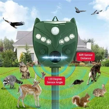 Solar Motion Animal Deterrent 2PK - Sound/Flash, Fox/Raccoon, Outdoor