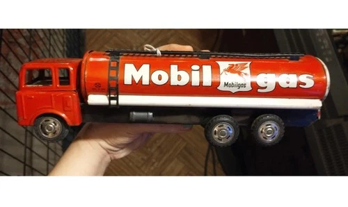 Buddy L Dump Truck & Dinky Mobilgas Tanker Pressed Steel toys 50s