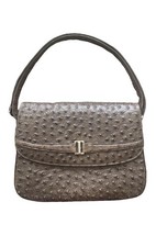 VINTAGE Ostrich Leather Handbag - Adjustable Strap - Fully Lined In Leather