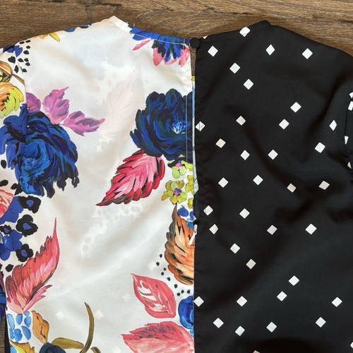 ASOS Patchwork gepunktetes langes Midikleid mit Blumenmuster und Glockenärmeln • Größe 8 - Bild 3 von 5