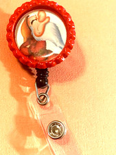Id badge holder retractable alligator clip Disney Snow White Grumpy