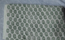 Hand Block White Green 4 Yard 100 Cotton Fabric NO TARRIF CHARGES 100 KK16