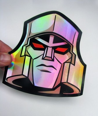 Jumbo Mega Tron Holographic Sticker Cartoon Robot 80s G1 Metallic Decal