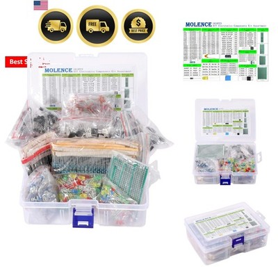 DIY Electronics Components Kit Assortment, Resistors 1818PCS, LED, Triode, Ca...