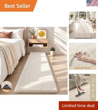 Elegant 2x8 Non-Slip Ivory Shag Runner Rug   Perfect for Dorms  Living Rooms