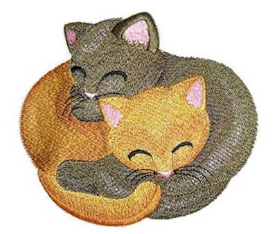 Autumn Cozy Cuddling Cats Custom Embroidery Iron on/Sew Patch ((5.32'' x 4.66''))