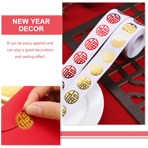  2 Rolls of Chinese New Year Labels Decorative Present Labels Adhesive Spring - Zdjęcie 5 z 12