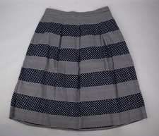 Ladies Boden Navy Blue & White Striped & Polka Dot Fit & Flare Skirt Size UK 14