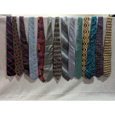 Designer Silk Neckties Stripe Geometric Solid Charvet Branded Quilt Lot of 14