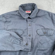 Wrangler Shirt Mens Large Gray Canvas Twill Workwear Long Sleeve Button Up