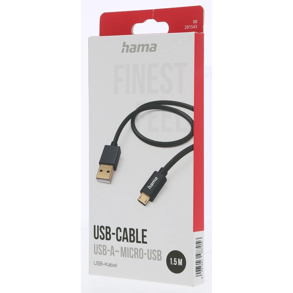 Hama USB Ladekabel Schnellladekabel Typ Micro-USB 1,5m Datenkabel Handy Schwarz - Bild 2 von 2