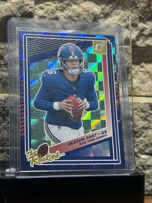 2025 Panini Donruss Jaxson Dart The Rookies #2 Holo Blue Checkerboard Giants RC