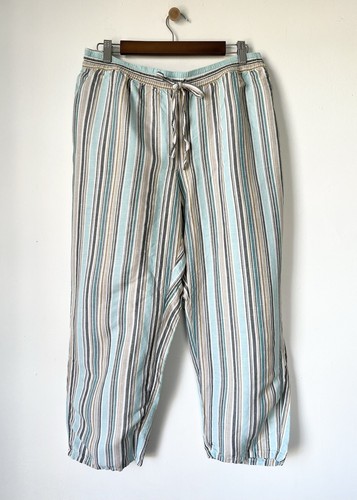 J. JILL Striped Lightweight Relaxed Linen Stretch Waist Pull-on Pants. XL Petite