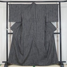 Kimono 165cm Modern line pattern Pure silk pongee Antiquea871