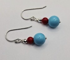 Orecchini pendenti in turchese fatti a mano: gioielli in argento sterling 925 - Italia