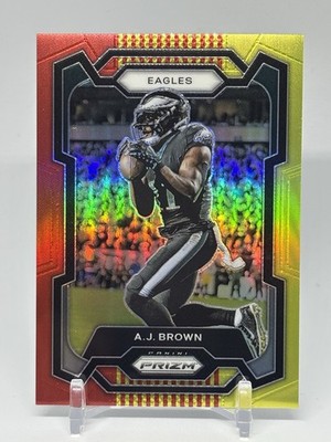 A.J. BROWN 2023 PRIZM RED YELLOW /44 #236 EAGLES