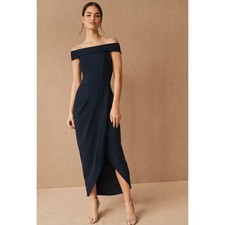 New Anthropologie BHLDN Thompson Dress OFF-THE-SHOULDER $168 SIZE 14 Blue