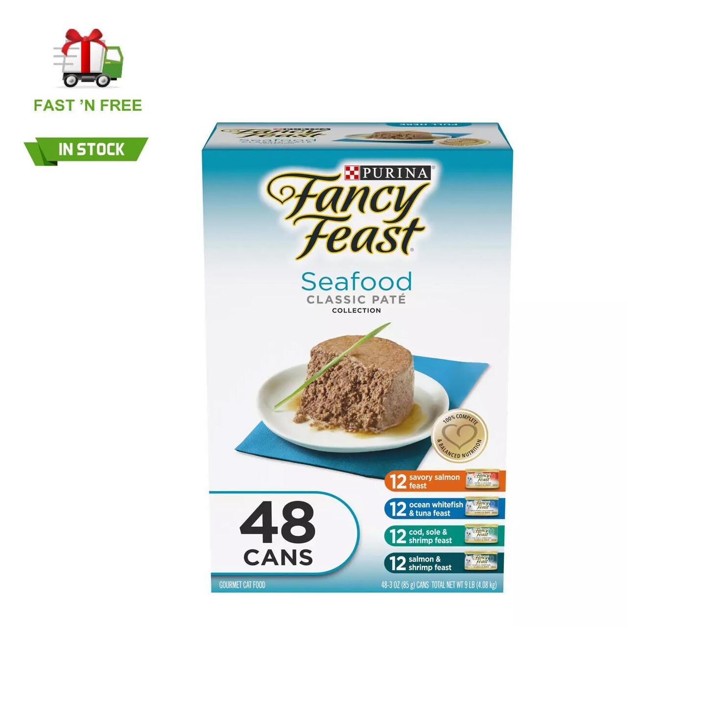 Fancy Feast Seafood Classic Pate Wet Cat Food - 48 cans (3oz)