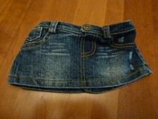 Build a Bear Dark Blue Distressed Jean Skirt Brown Stitching on back Pockets BAB
