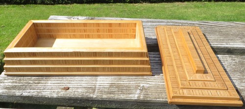 Unusual Stepped Table Top Box, Ply Construction - Jewellery/Keepsake 34.5 x 18cm - Picture 3 of 6