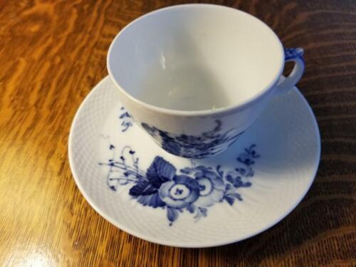 Royal Copenhagen Blue Fluted Half Lace teacup with saucer Royal Copenhagen Blue Fluted Half Lace teacup with saucer