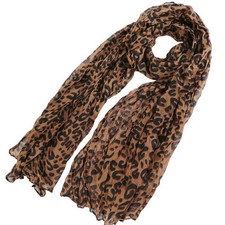 ladies women fashion brown animal leopard print scarf UK