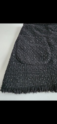 ZARA GIRLS TWEED TEXTURED SILVER THREAD BLACK SHORT SKIRT SZ.10 10 YRS - Picture 3 of 9