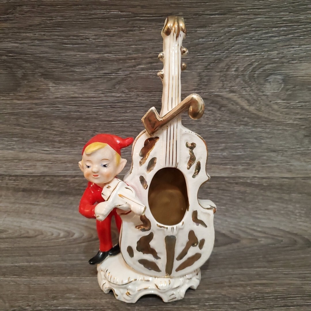 2) Vintage Lipper & Mann Pixie Musical Elves Violin Bass Horn