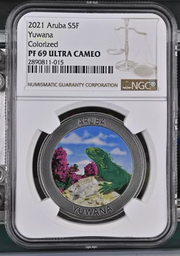 2021 Aruba YUWANA Silver 5 Florin S5F PF69 Ultra Cameo NGC